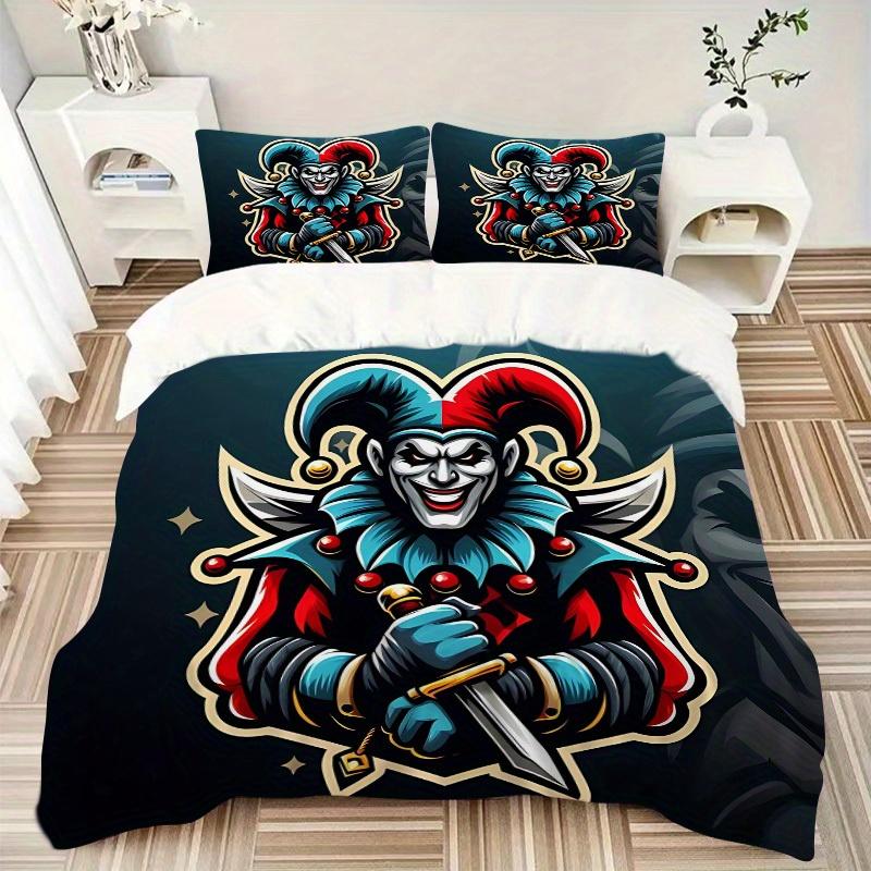 3pcs set Jester Knight 1 Quilt Cover + 2 Pillowcases, All Seasons Bedroom Setting, Perfect for Home and Dorm Decor a150