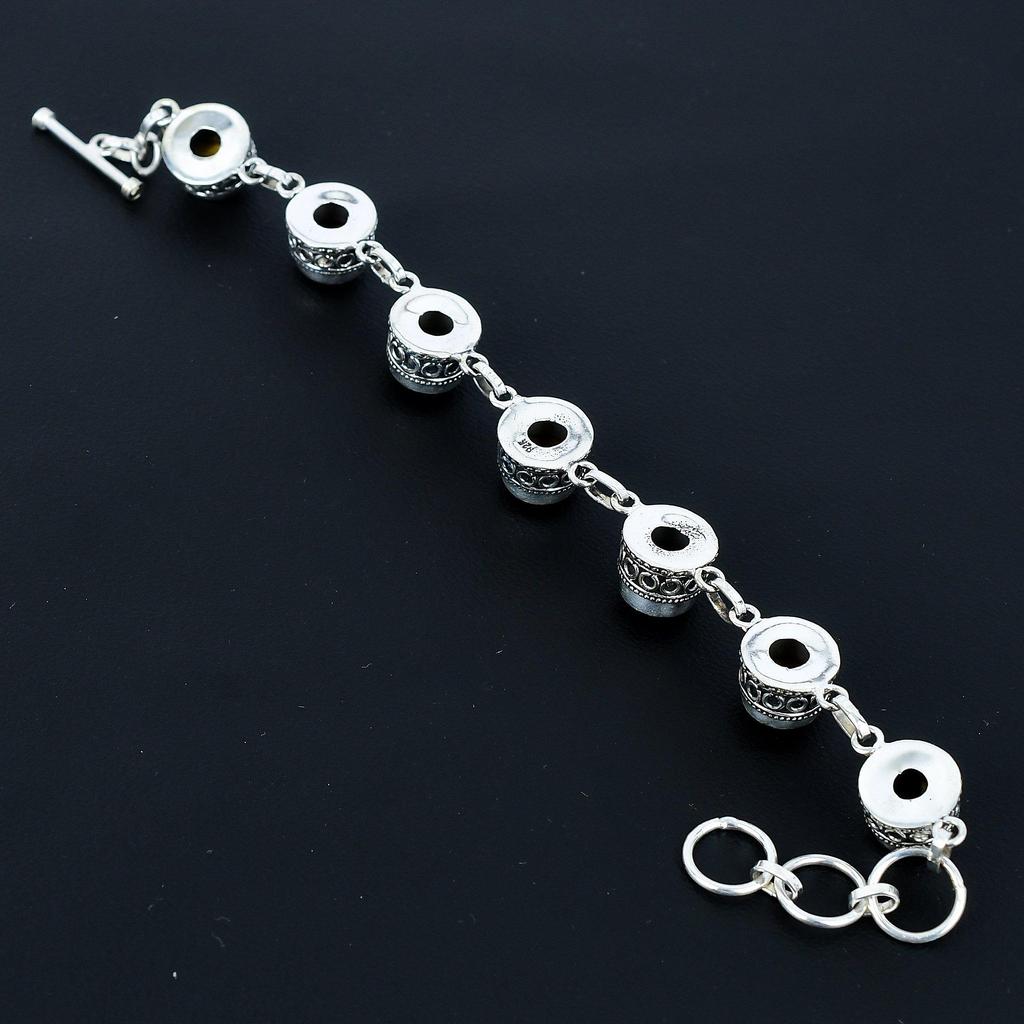 Natural Tiger Eye Bracelet 925 Sterling Silver Bracelet Adjustable Chain Bracelet Handmade Boho Bracelet Gemstone Jewelry Engagement Gifts