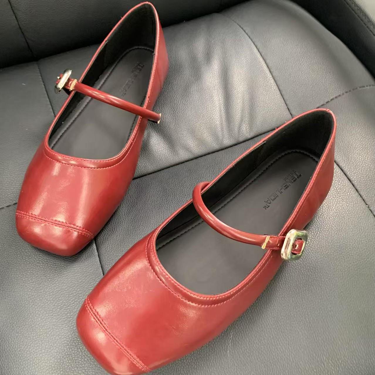 

Plus Size Silver Low-Cut Flat Mary Jane Shoes for Women - Summer Versatile 43 вино красного