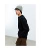 Saendeusaundeu (Unisex) Twisted Waffle Henley Neck Long Sleeve T-Shirt Black