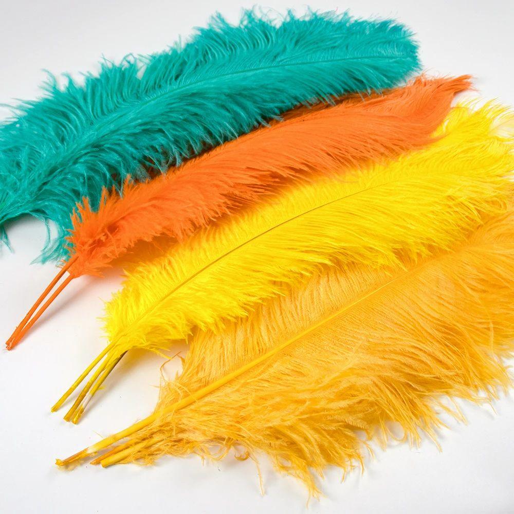 Natural Ostrich Feathers 25-30cm 30-35cm Wedding Decoration Table Centerpieces Carnival Plumas Decor 10pcs/bag Colored DIY Plume
