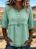 2026 European & American Loose Fit Women's Casual Short Sleeve Round Neck Pullover Top