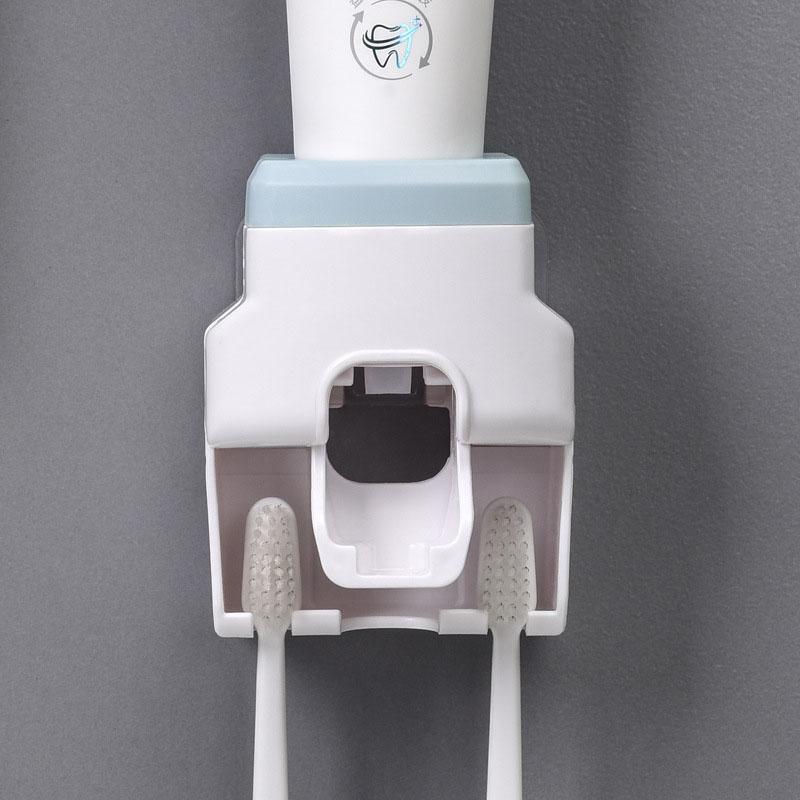 Automatic Toothpaste Dispenser and Small Toothbrush Holder Wall Mount Toothpaste Squeezer for Family Shower Bathroom