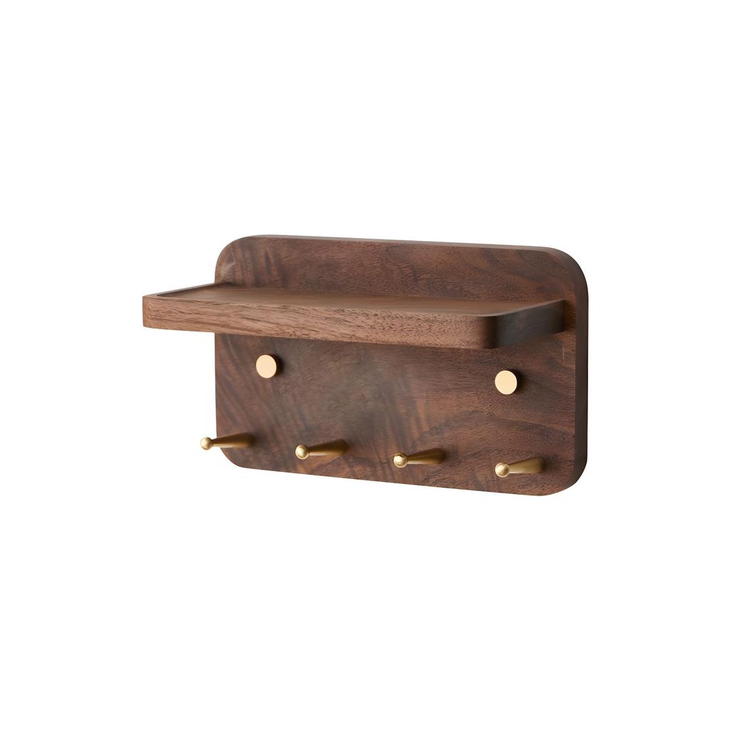 Attractive Wall Mount Key Rack 4 Durable Brass fasteners And Wooden Shelf For Keys Accessories Mail Arrangement