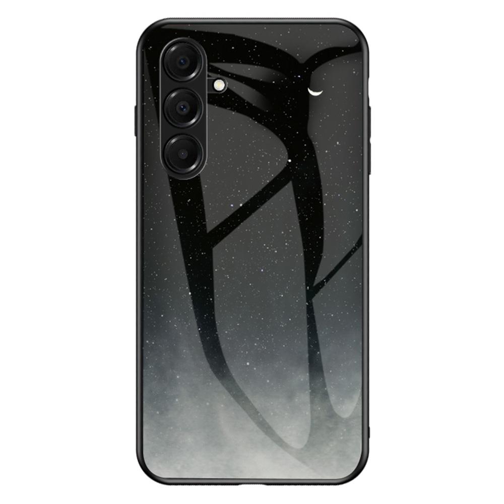 

For Samsung Galaxy A17 5G Case Starry Sky Pattern Tempered Glass Phone Cover Starry Crescent Moon