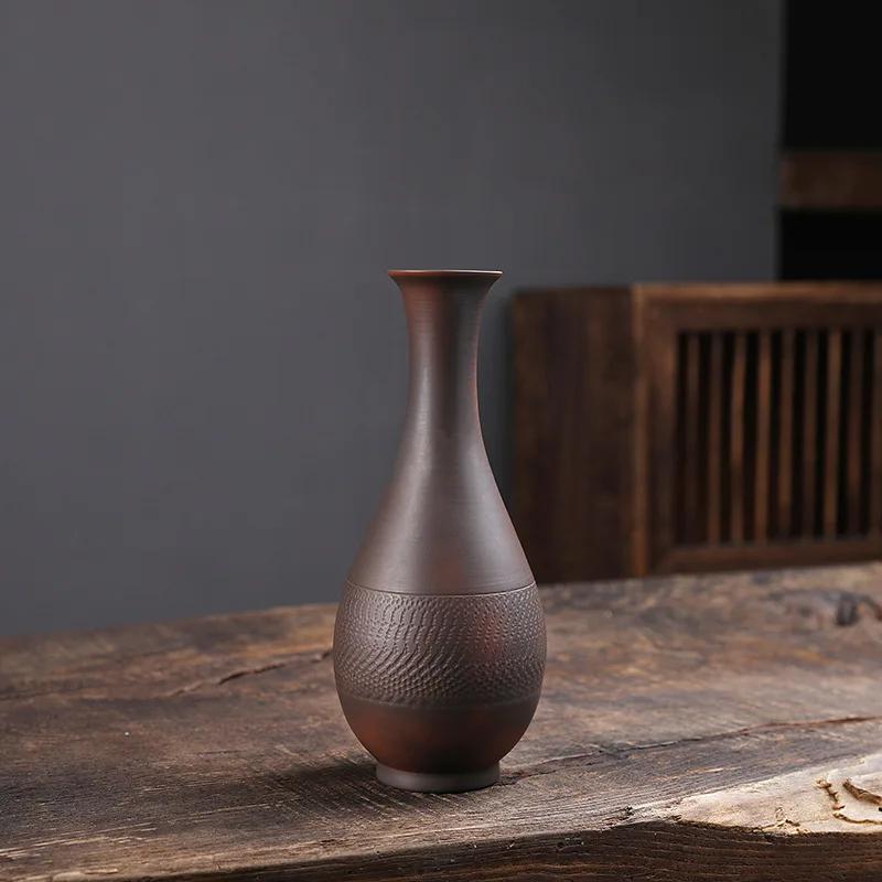 Purple Pottery Retro Ceramic Vase Personality Fashion Mini Flower Vase Hydroponic Flower Arrangement Ornament Tea Ceremony