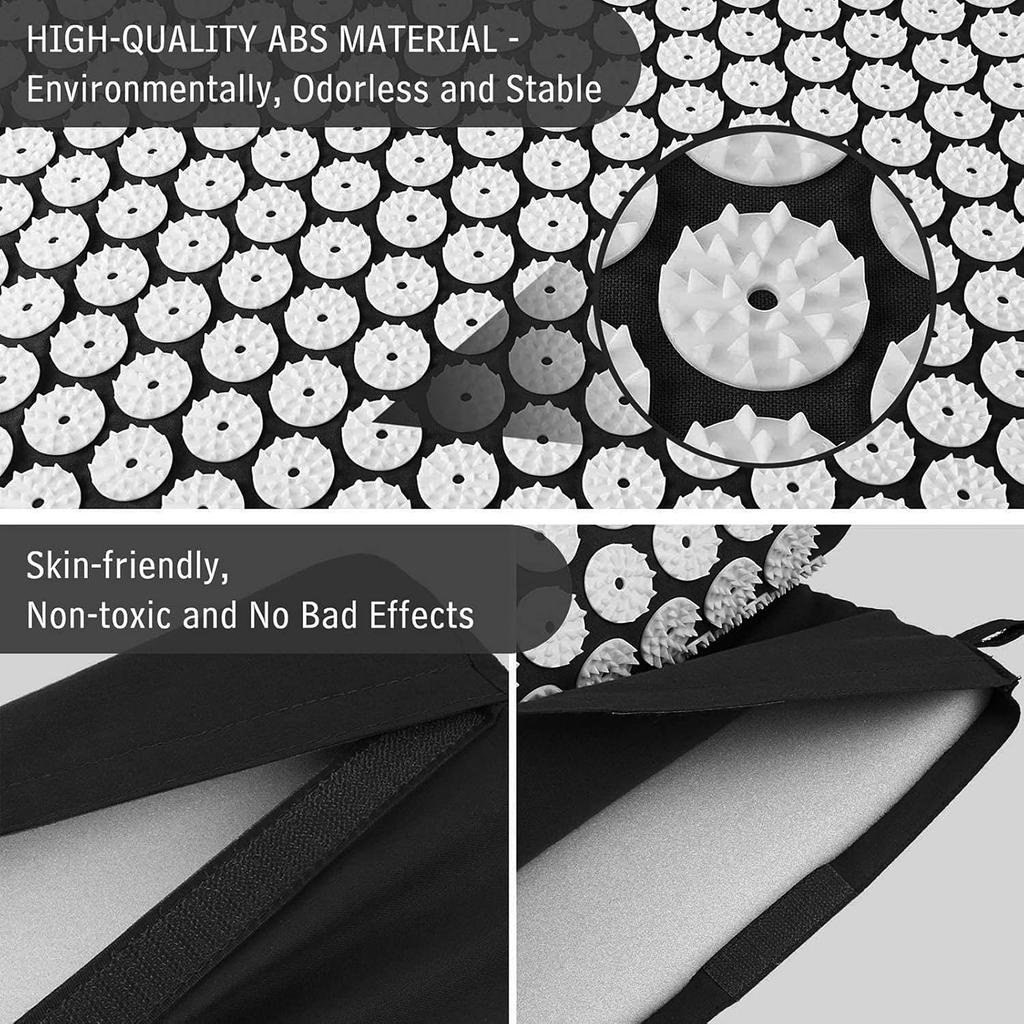 Acupressure mat pillow for soothing relaxation and massage, relief of back pain, headache, neck pain, stress and sleep disorders at home