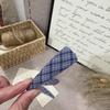 Navy Blue Geometric Plaid Hair Clip - Stylish Bangs & Side Clip