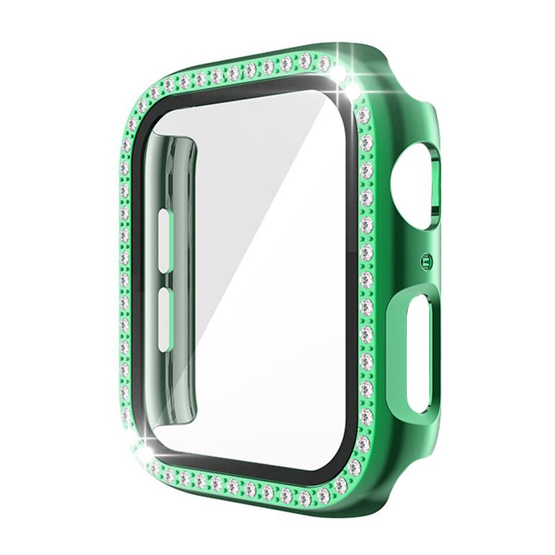 Glass+Diamond Watch Case for Apple Watch Series 8 7 6 SE 5 4 321 Screen Protector iWatch 45mm 41mm 44mm 40mm 42mm 38mm PC Cover