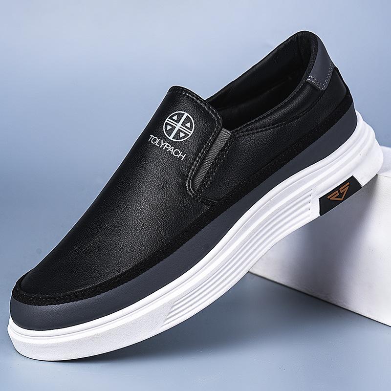 

Men s Genuine Leather Casual Sneakers Spring Summer Slip-On White Shoes Soft Sole Comfortable for Everyday Wear 39