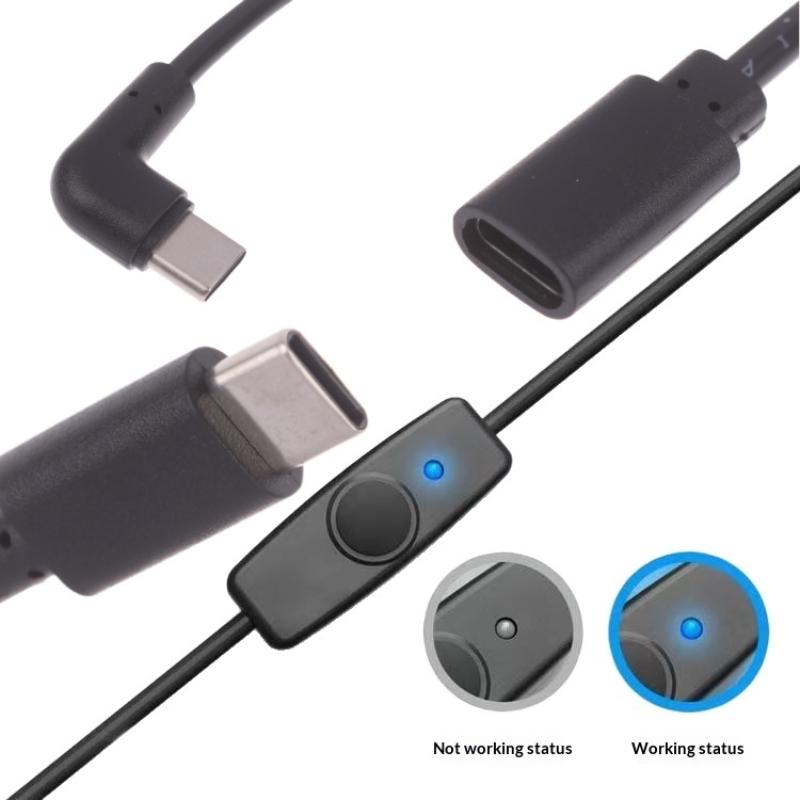1/3Pcs USB-C To Type C Power Supply Cord 5V2A Short USB C Extension Cable With ON Off Switch For USB Fan LED Strips Desk Lamp