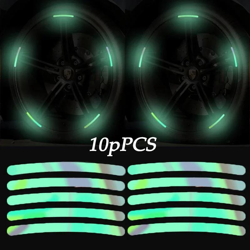 10pcs Car Wheel Hub Reflective Sticker Car Stickers For Renault Koleos Twingo Scenic Megane Fluenec Latitude Clio 1/2/3 Chrysler