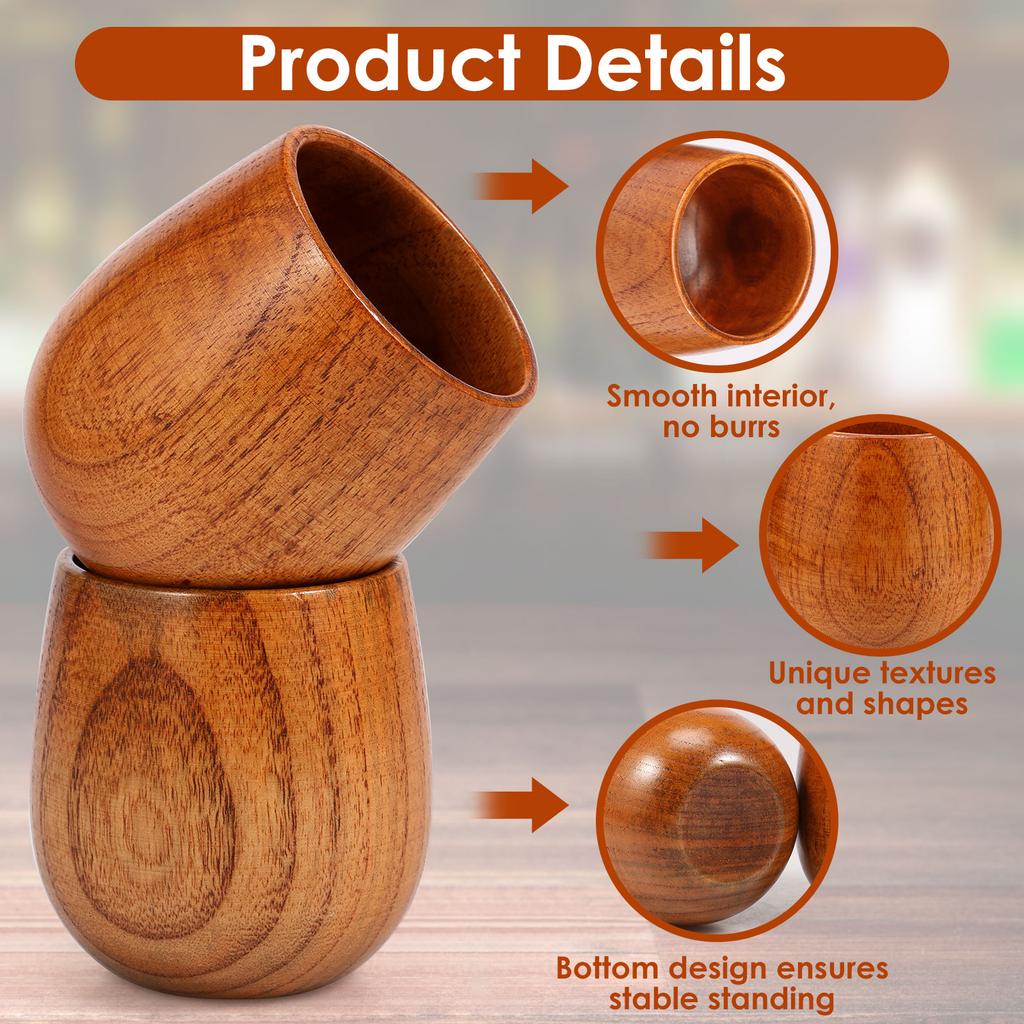 2 Stück Holz Bourbon Trinkglas 250ml Holz Whiskey Tumbler Kreatives Whiskey Bourbon Glas Vintage Holz Bourbon Gläser