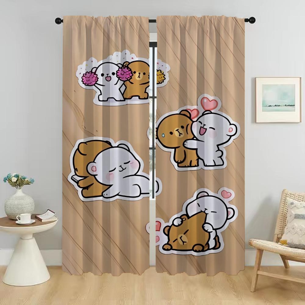 

Плотные шторы Kawaii Bear, 2 шт., для гостиной, занавески, перегородка, украшение на Хэллоуин, кухня, элегантный W50xH70cmx2pcs