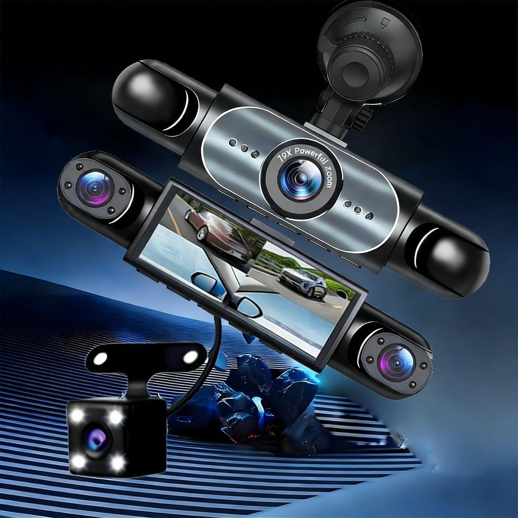 Car  cam 1080P 4 Channel Front Rear Left Right   Cam with Sensor   Recording Supports WiFi Mobile APP