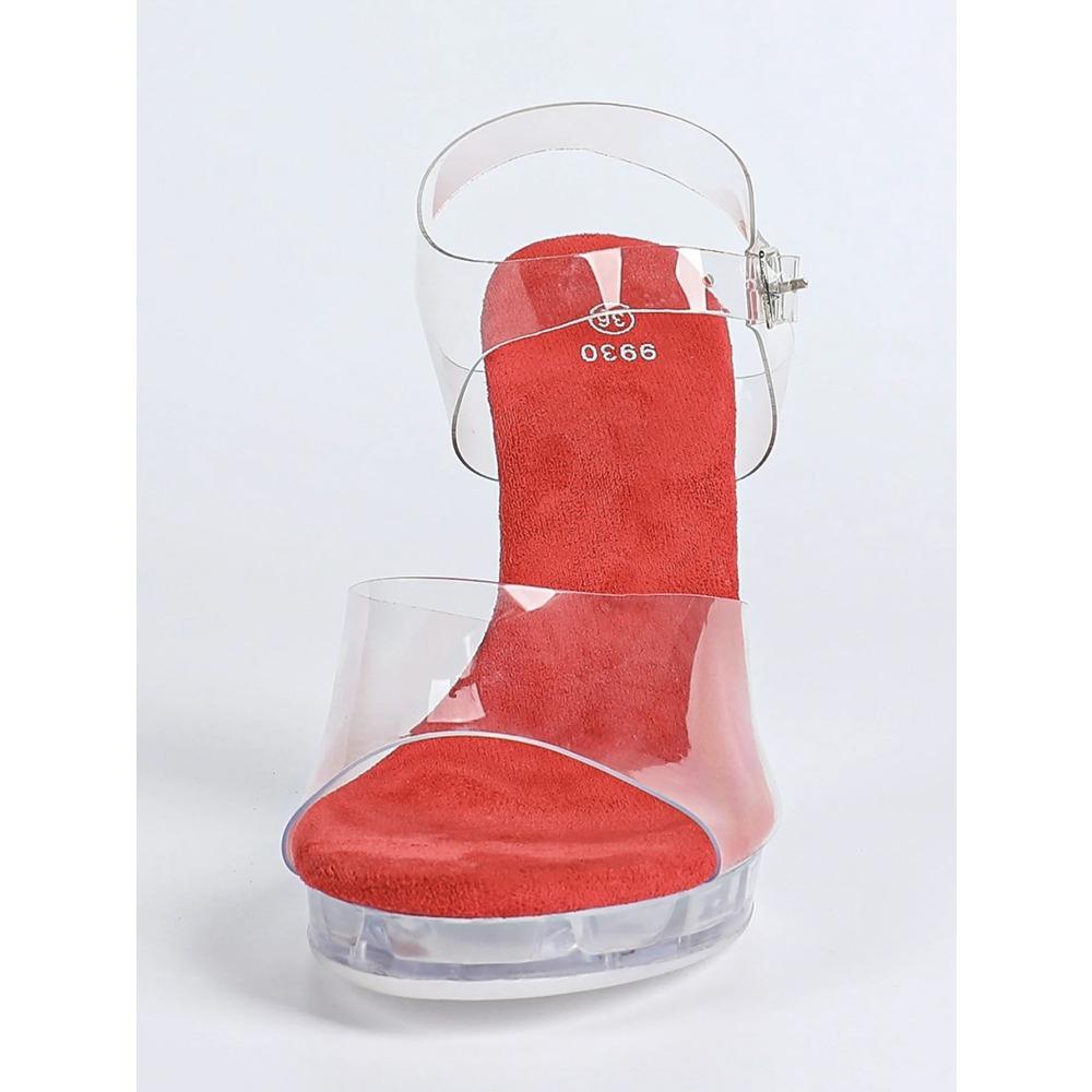 2026 Neue Modische Vielseitige Transparente Ein-Riemen-Sandalen Französische Offene Zehenpartie Kristallabsatz Mode-Sandalen LFD-9930-1
