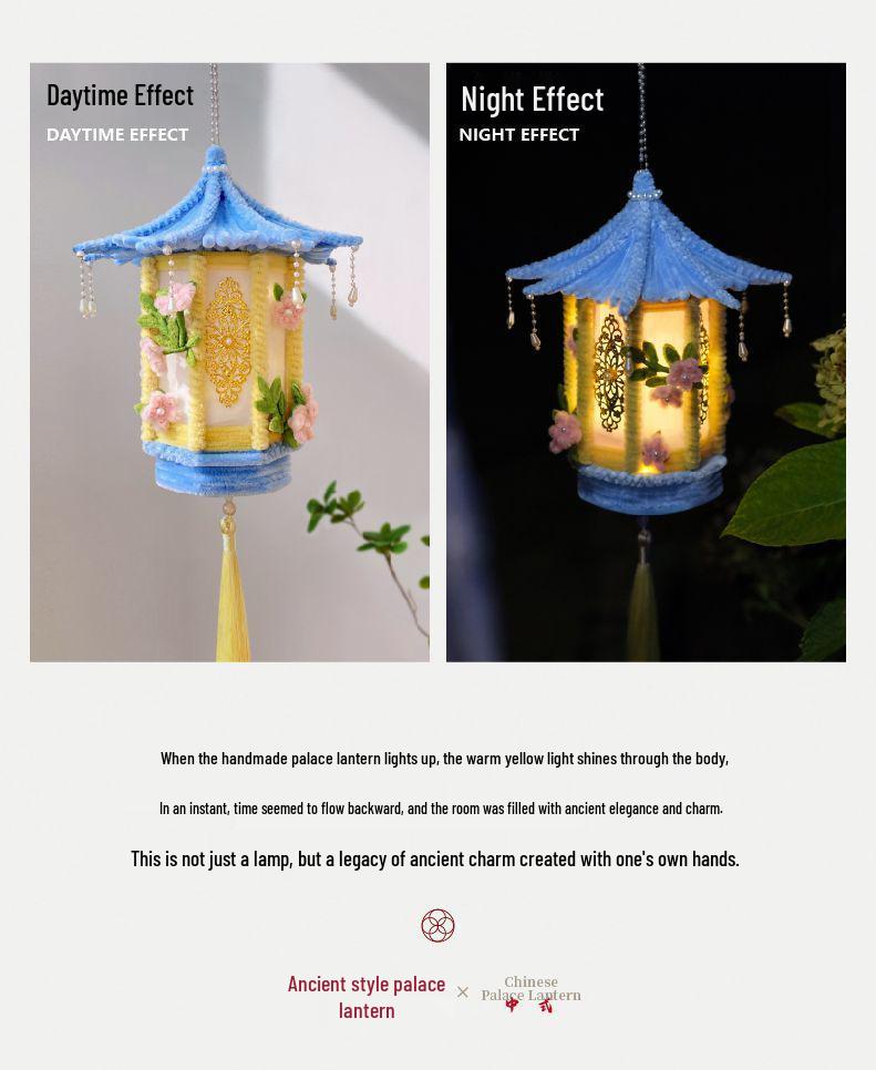 Mid-Autumn Festival Luminous Chinese Palace Lantern DIY Kit: Ancient-Style Handmade Flower Lantern for Children.