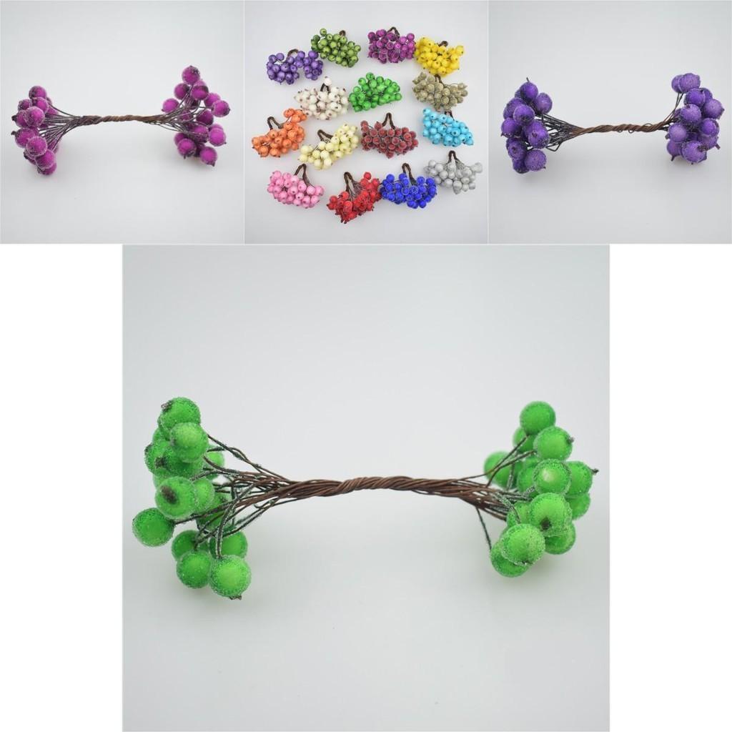 Bright And Festive Mini Christmas Foam Frosted Holly Berry Flower For Your Home