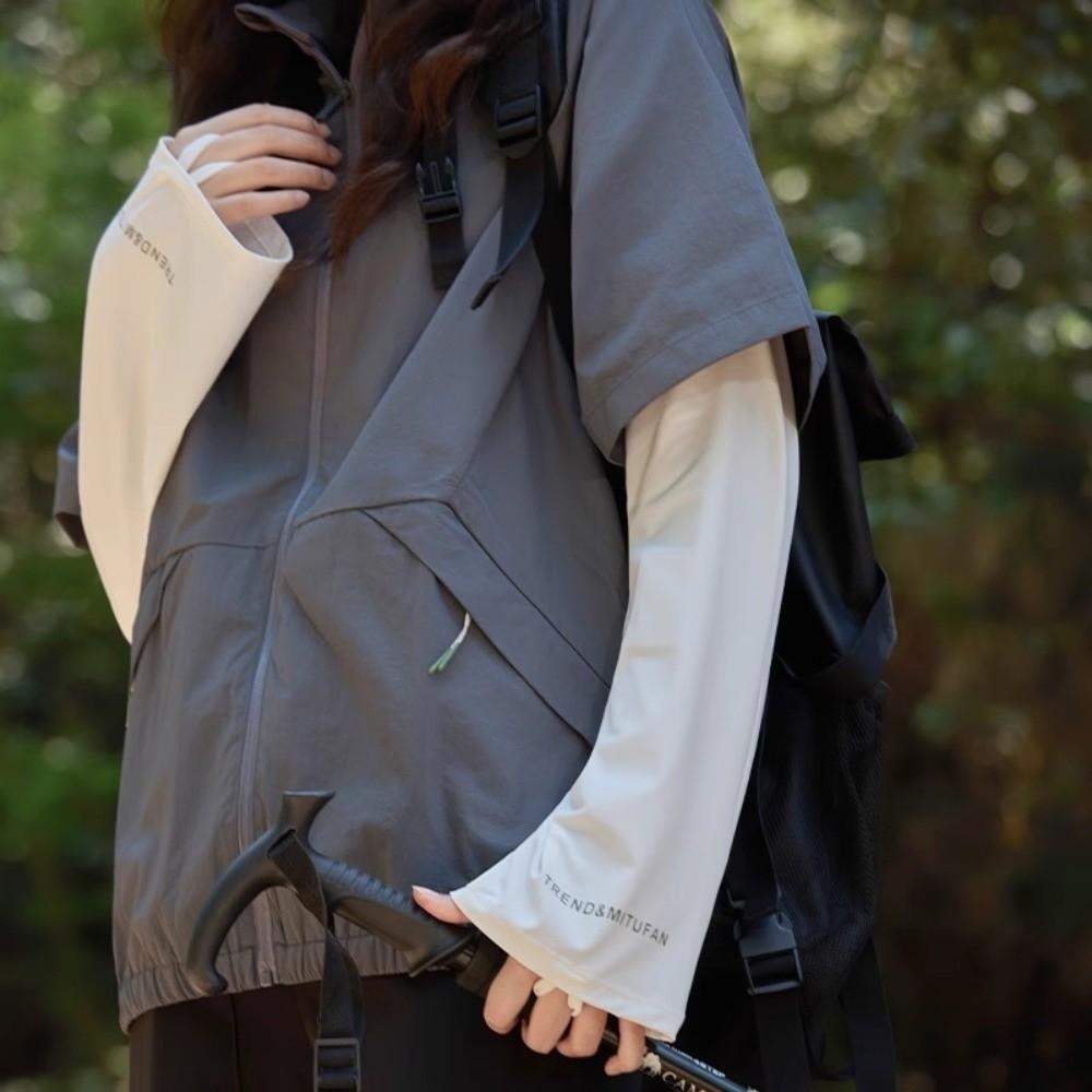 Arm Protection Cycling Sunscreen Sleeves Elastic Loose Long Ice Silk Sleeves Thin White Sunscreen Arm Covers Summer