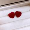 2024 Exquisite High-End Retro Silver Needle Red Heart Flower Earrings for Women