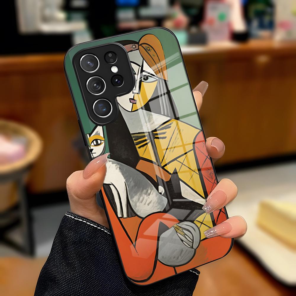 

Picasso Abstract Art Painting Phone Case For Samsung S26 S25 Plus S20 S20 Plus S22 Ultra S23 FE S21 Plus S21 Ultra Glass Cover Samsung S22 Ultra
