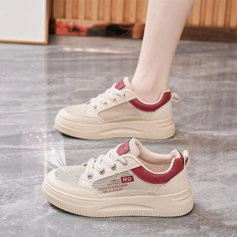 

2025 summer new student casual shoes ins tide Korean version of white shoes women s mesh breathable board shoes 35 бордовый