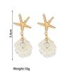 Summer Beach Vacation Style Alloy Starfish Pendant Imitation Pearl Scallop Tassel Earrings for Women Fashion Accessorie Jewerly