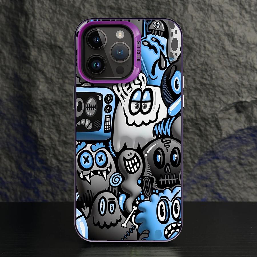 Phone Case for iPhone 15 16 Pro Max 11 13 Pro 14 Plus 12 11Pro 15Pro Max 16e Shell Cover Fundas Super Cool Black Graffiti