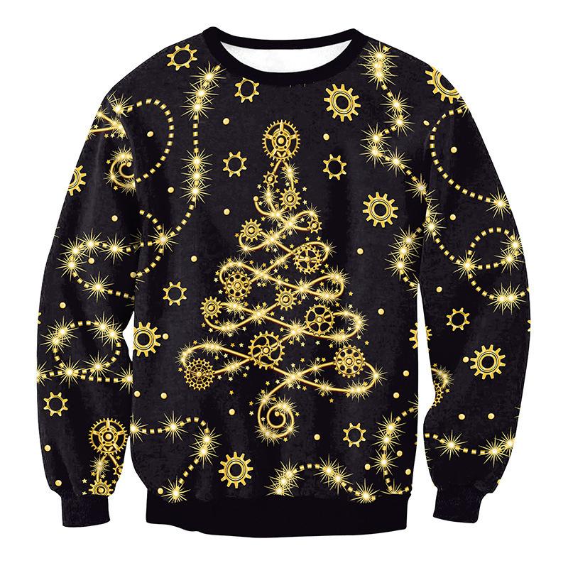 Men's Autumn and Winter 3D Printed Crew Neck Sweater Fashion Versatile Trend Breathable Casual
