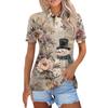 Women's Fashion Casual Lapel Short Sleeve Print Shirt Women's Button Up Tops