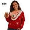 Lightweight Sweatshirt Christmas with Exposed Breast Print, Long Sleeve Crewneck Pullover for Women Shirt Women, Fake Low Cut Boob Pattern Top