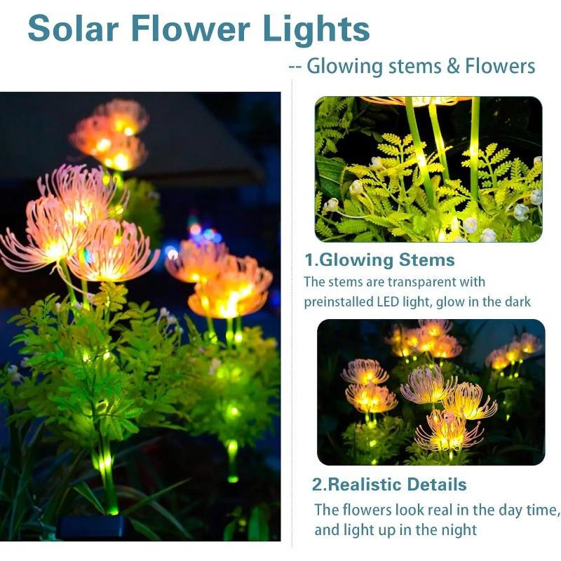 Solar Powered Spider Lily Flower Stake Lights Waterproof Outdoor Garden Decor Lamp for Yard Patio Camping Wedding Decoration