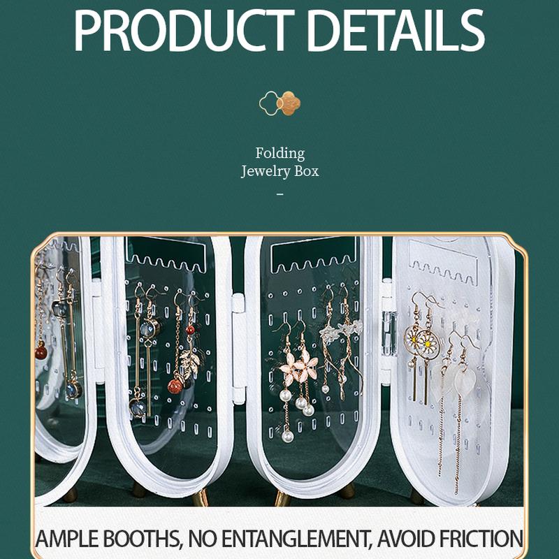 New Foldable Jewelry Storage Box Household Earrings Necklace Display Stand Luxury Retro Screen Organizer Case