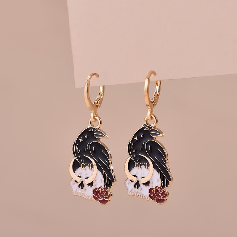 Colorful Aesthetic Animal Cat Rabbit Koi Dragon Earrings For Women Girls Enameled Delicate Gold Color Hoop Earrings Jewelry Gift