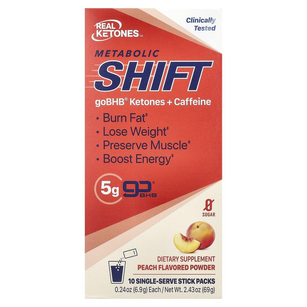 Metabolic Shift, Peach, Single Serving Stick Packs, 10 Count, 6.9 G (0.24 Oz) Each