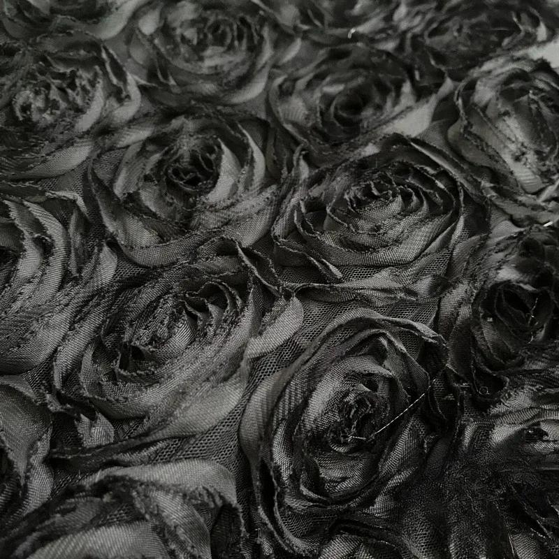 100x130cm High Quality 3D Rose Flowers Fabric Lace Craft Dress Wedding Party Carpet Background Decoration Patchwork Sewing Telas