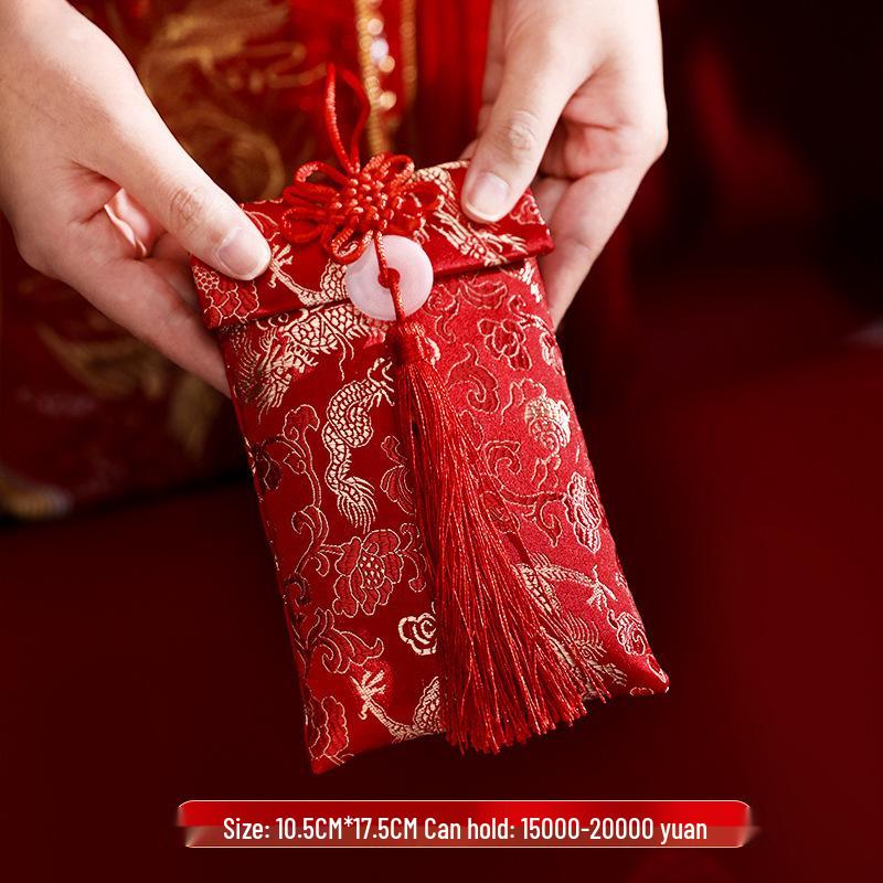 High-End Chinese Wedding Red Envelope Bag for 10,000 Yuan, New Style Cloth Art Design, Perfect for Parents' Address Change Gift