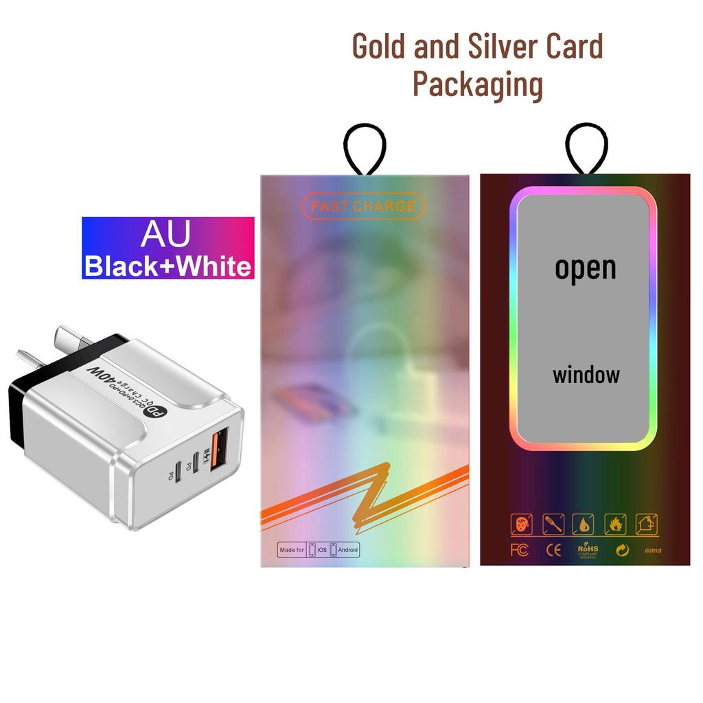 Universal Charger for US/EU/UK/AU: Original Power Adapter with 1 USB + 2 PD Ports