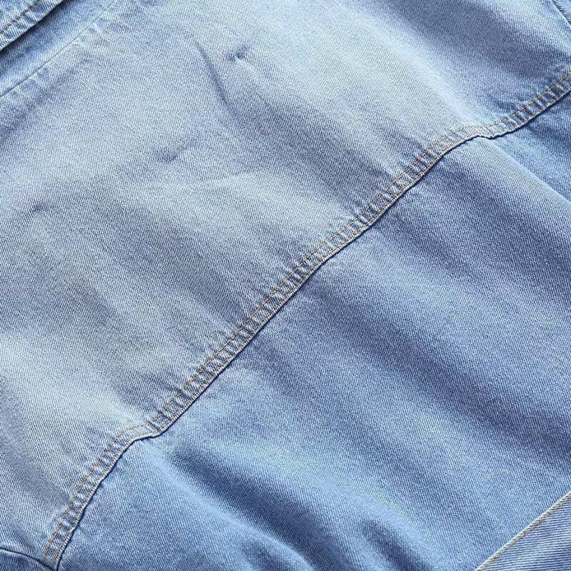 Women Loose Double Breasted Belted Denim Trench Coat