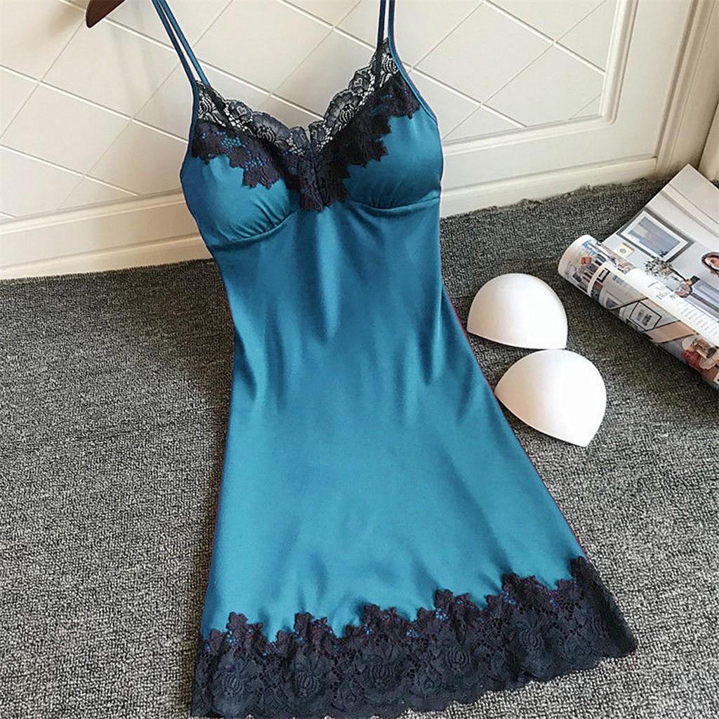 Satin Sleepwear Women Ladies Nightwear Nightdress Sexy Lingerie