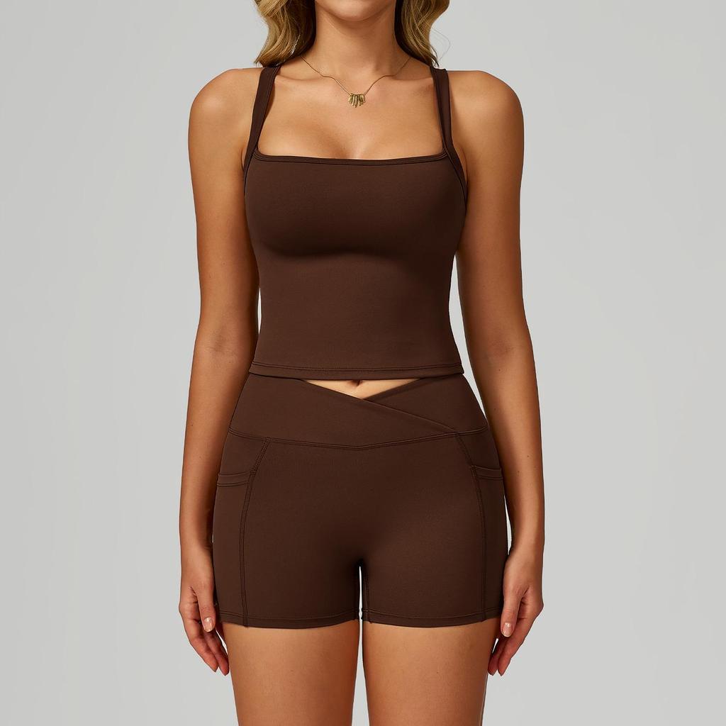 Women's Nude Feeling Yoga Set: High-Waist, Hollow-Back, Tummy Wrap, Tight-Fit for Running and Fitness