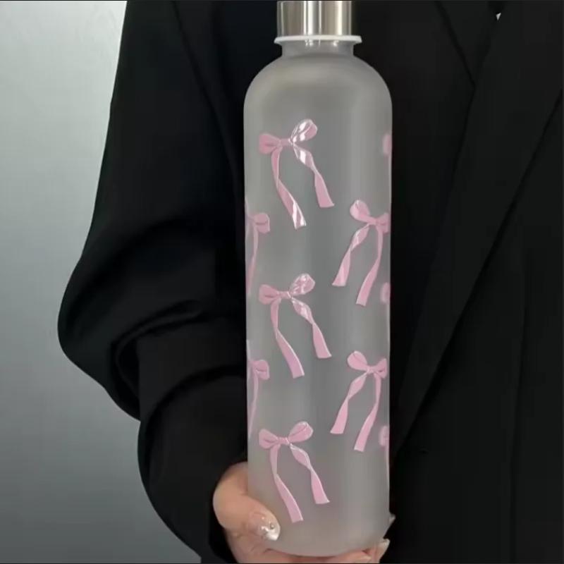 1L Butterfly Style Water Bottle, Gradient Matte Plastic Sports Flask, Anti-Slip Leak-Proof Gym Thermos with Stainless Steel Lid