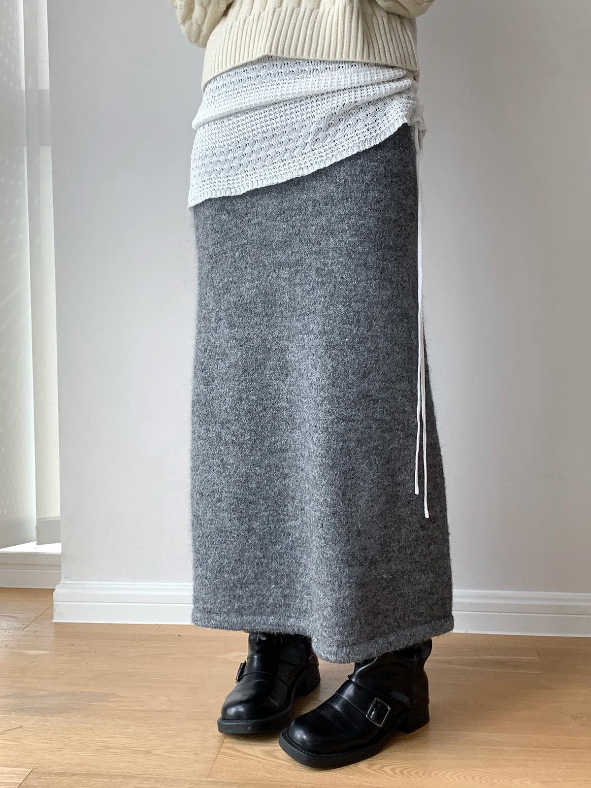 

Дороти Осень/Зима Вязаная Юбка Миди с Эластичной Талией, Облегающая Бедра, для Женщин M Code серый