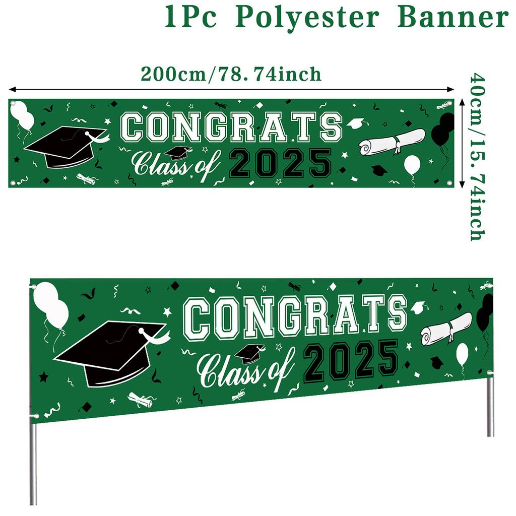 Herzlichen Glückwunsch Abschlussjahrgang 2025 Polyester Hängebanner Abschlusssaison Partydeko Outdoor Abschlusszeremonie Partyzubehör