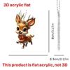 Christmas New Cute Deer Holiday Decoration Acrylic Flat Car Interior Rearview Mirror Decoration Pendant