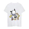 MINISO Sanrio Pochacco T Shirt Women Couple Combination Clothes Short Sleeve Streetwear Collar Fashion Man Cotton Unisex Tops
