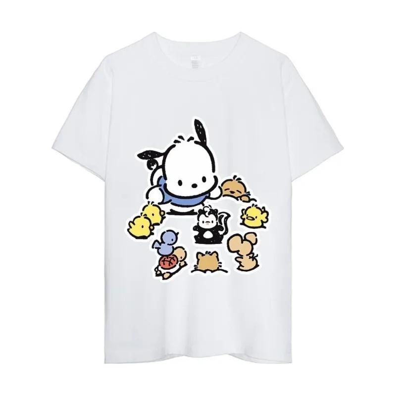 Carton Pochacco T Shirt Men Women Couple Combination Clothes Short Sleeve Streetwear Collar Fashion Man Cotton Unisex Tops