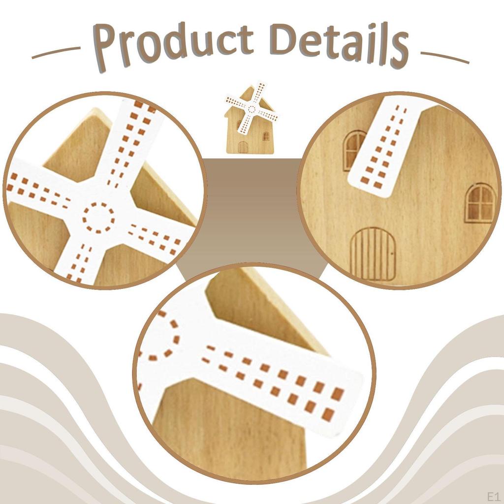 Wind up Music Box Wood House Windmill Small for Kids Women Home Decoration Ornament Birthday