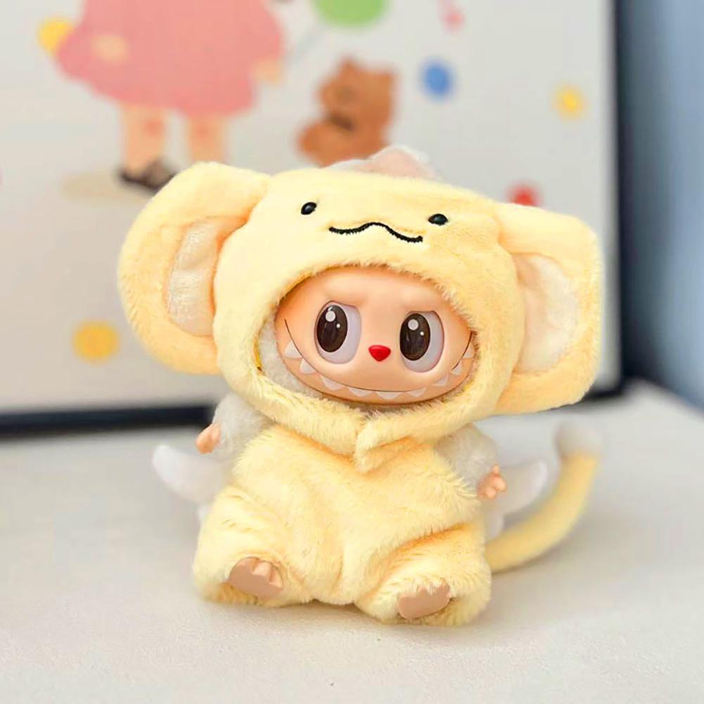 

For 17cm Labubu Doll Clothes Fashion Clothes Overalls Doll Clothes Color Match Head Cover Dolls Accessories Cute Decoration Little Clothes 03