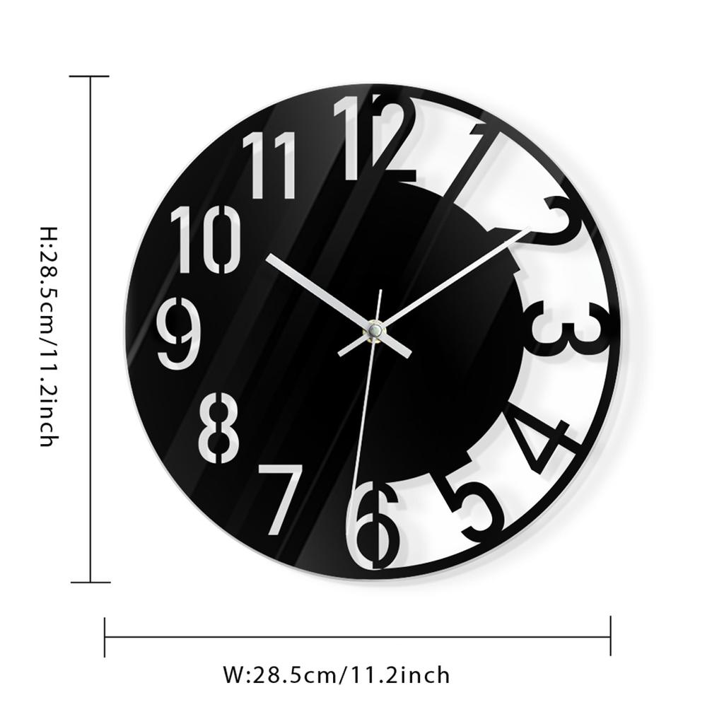 Wall Clock Acrylic Transparent Hollow Mute Non-Tick Decorative Clock (No Battery) for Living Room Bedroom